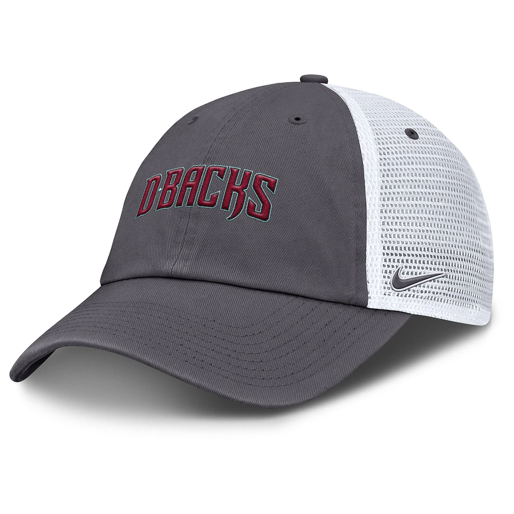 Men's Nike Gray Arizona Diamondbacks Wordmark Club Adjustable Trucker Hat