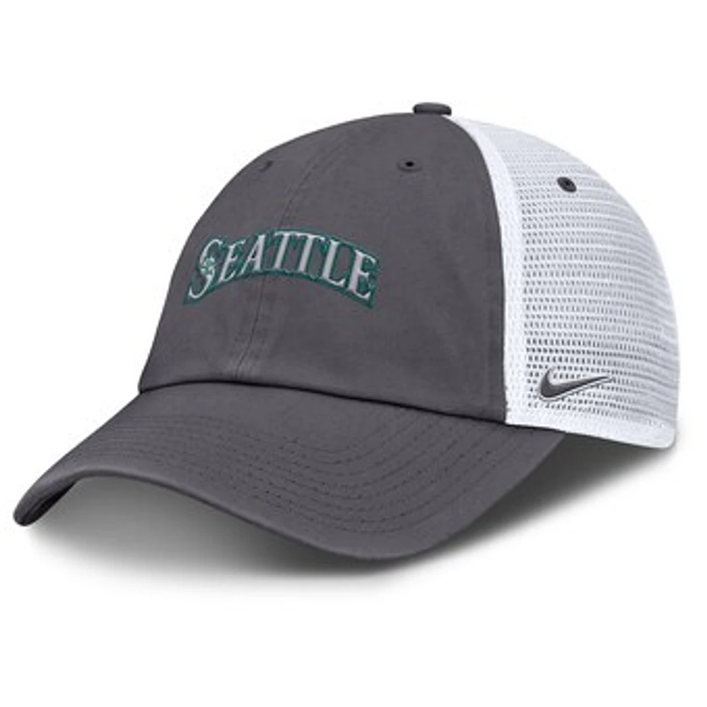 Men's Nike Gray Seattle Mariners Wordmark Club Adjustable Trucker Hat