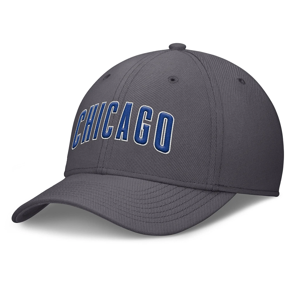 Men's Nike  Gray Chicago Cubs Swoosh Performance Flex Hat