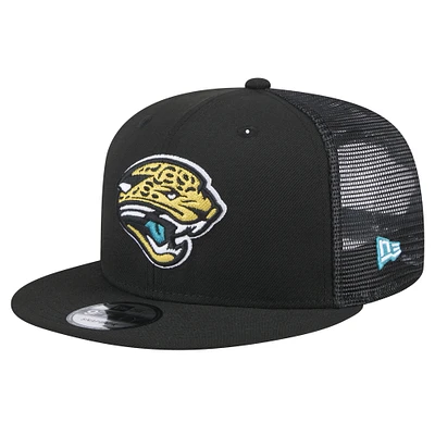 Men's New Era  Black Jacksonville Jaguars Throwback Logo Shade Trucker 9FIFTY Snapback Hat