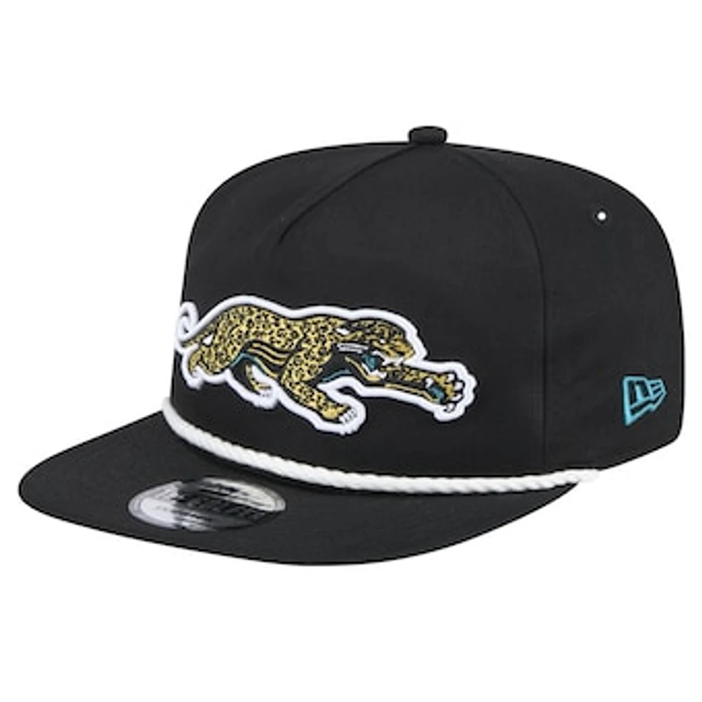 Men's New Era  Black Jacksonville Jaguars Throwback Crawl Lockup Golfer Snapback Hat