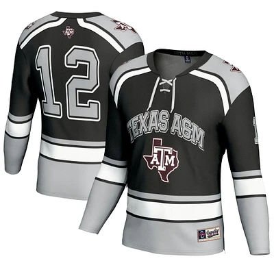Youth GameDay Greats #12 Black Texas A&M Aggies Hockey Fashion Jersey