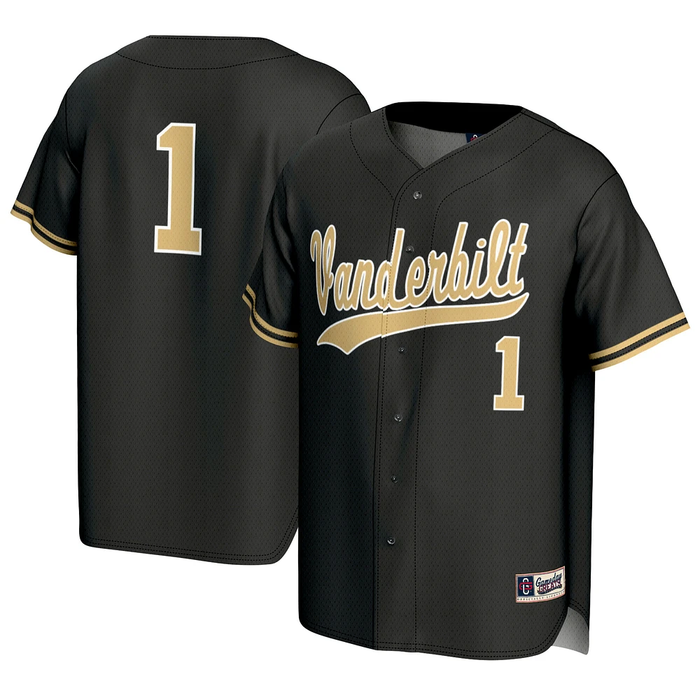Youth GameDay Greats #1 Black Vanderbilt Commodores Baseball Lightweight Fashion Jersey