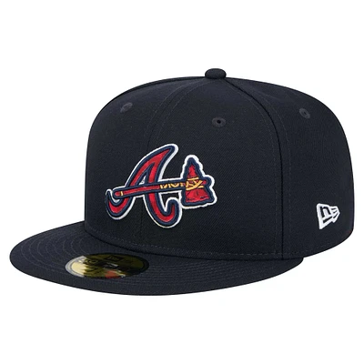 Men's New Era Navy Atlanta Braves Checkered Undervisor 59FIFTY Fitted Hat