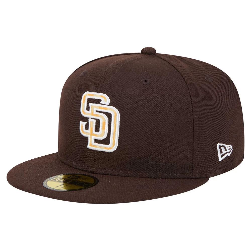 Men's New Era Brown San Diego Padres Checkered Undervisor 59FIFTY Fitted Hat