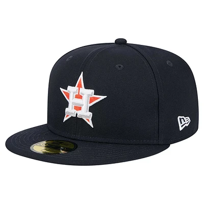 Men's New Era Navy Houston Astros Checkered Undervisor 59FIFTY Fitted Hat