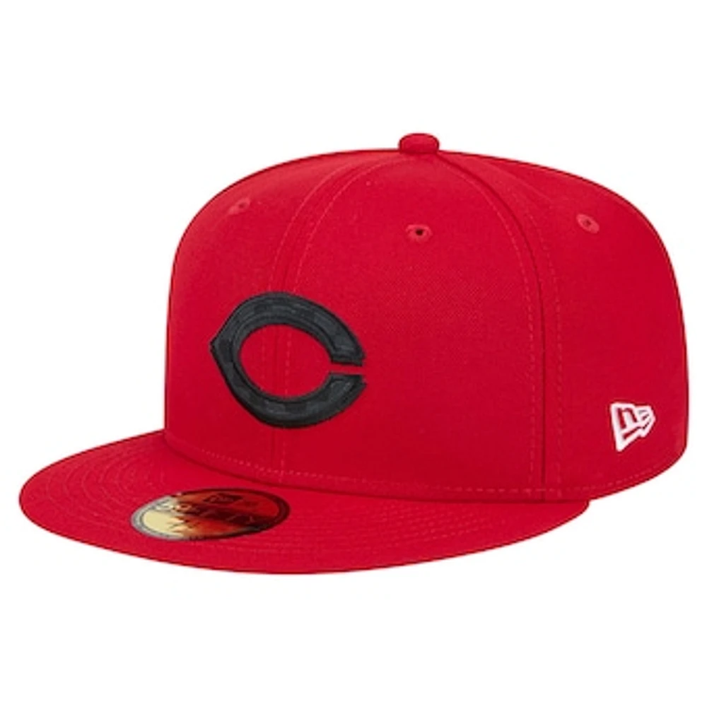 Men's New Era Red Cincinnati Reds Checkered Undervisor 59FIFTY Fitted Hat