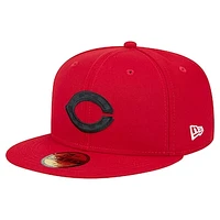 Men's New Era Red Cincinnati Reds Checkered Undervisor 59FIFTY Fitted Hat