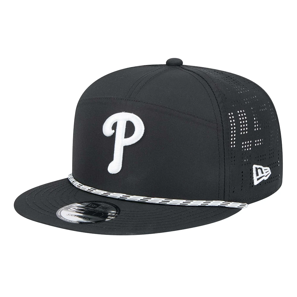 Men's New Era  Black Philadelphia Phillies Laser Cut 9FIFTY Snapback Hat