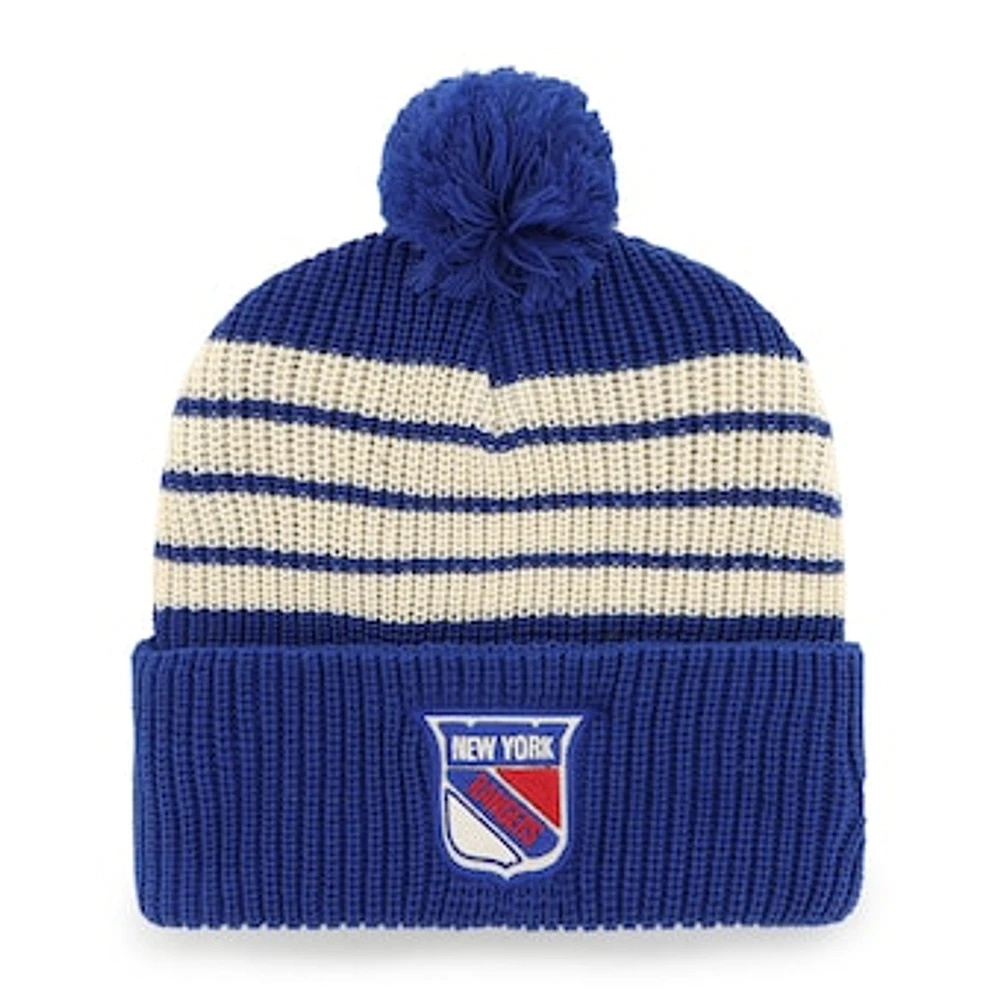 Men's '47  Blue New York Rangers Old Time Hockey Barn Cuffed Knit Hat with Pom