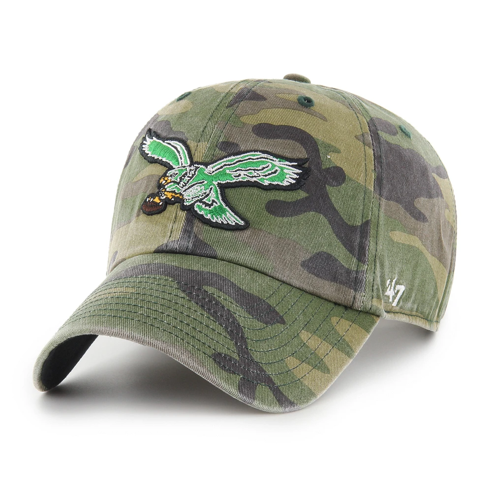 Men's '47 Camo Philadelphia Eagles Woodland Clean Up Adjustable Hat