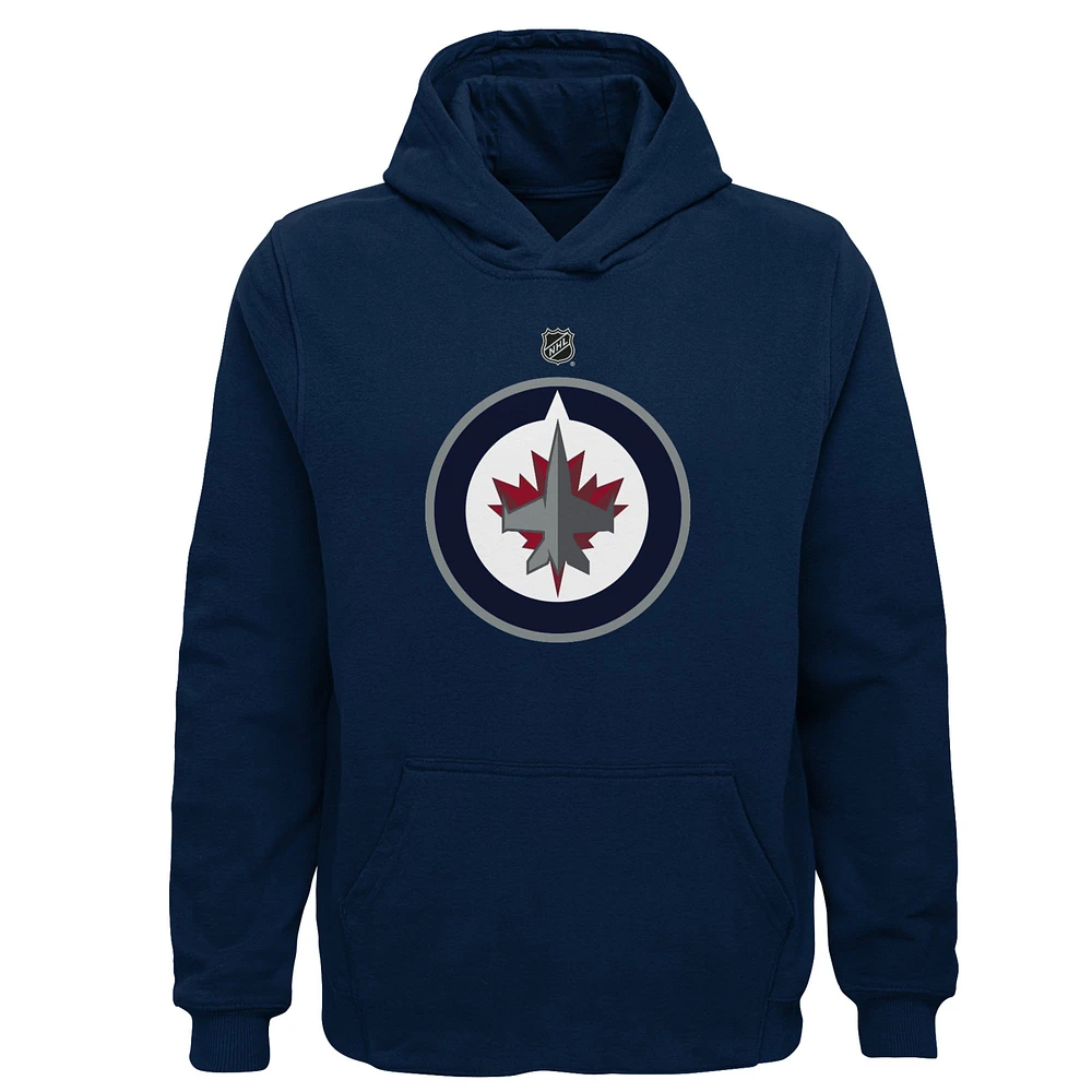 Youth Navy Winnipeg Jets Primary Logo Pullover Hoodie