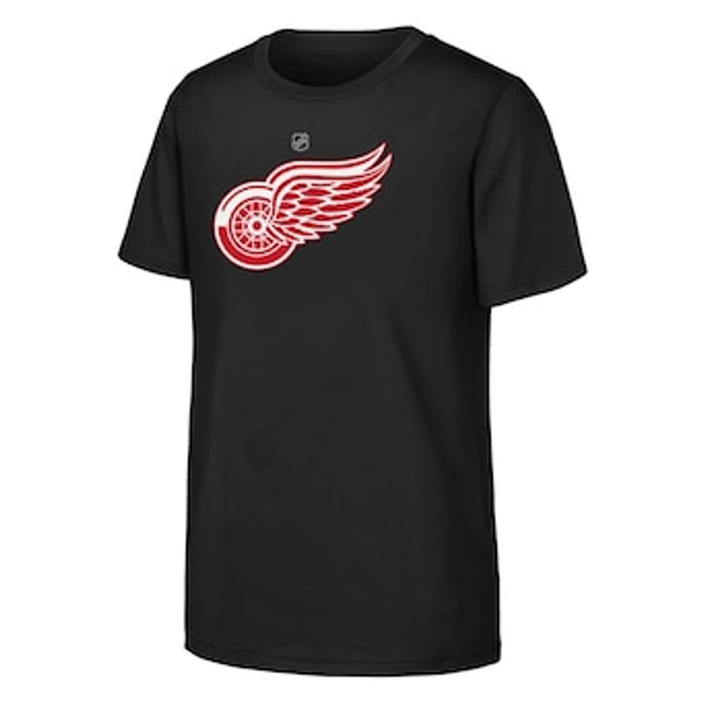 Youth Black Detroit Red Wings Primary Logo T-Shirt