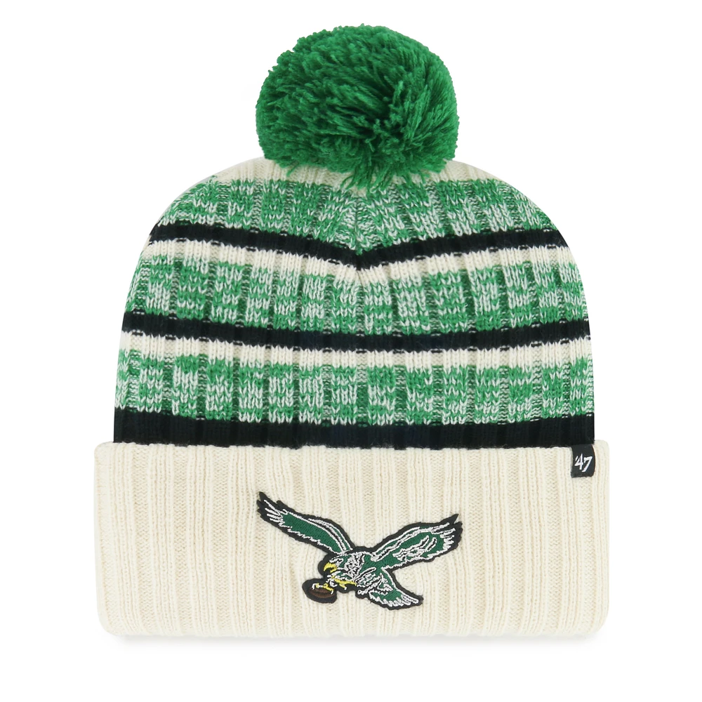 Men's '47 Cream Philadelphia Eagles Tavern Cuffed Knit Hat with Pom