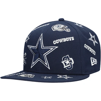 Men's New Era Navy Dallas Cowboys Allover 9FIFTY Snapback Hat