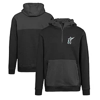 Men's Levelwear Black Florida Marlins Chicane Core Logo Quarter-Zip Pullover Hoodie