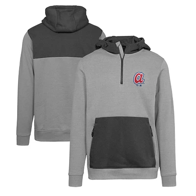 Men's Levelwear Gray Atlanta Braves Chicane Core Logo Quarter-Zip Pullover Hoodie
