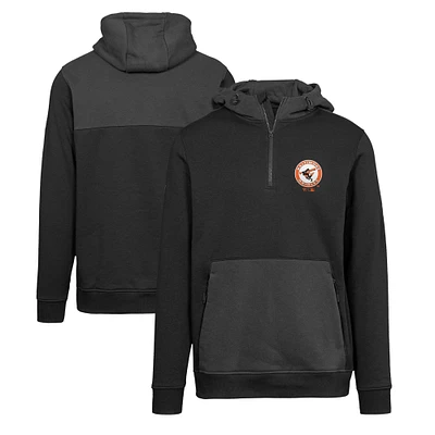 Men's Levelwear Black Baltimore Orioles Chicane Core Logo Quarter-Zip Pullover Hoodie