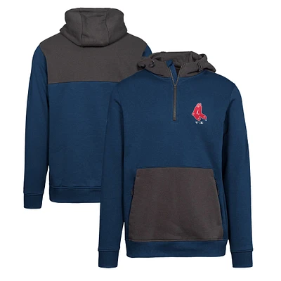 Men's Levelwear Navy Boston Red Sox Chicane Core Logo Quarter-Zip Pullover Hoodie