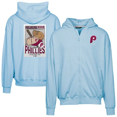 Men's Levelwear Light Blue Philadelphia Phillies Uphill Cooperstown Collection Core Logo Full-Zip Hoodie