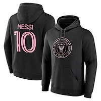 Men's Fanatics Lionel Messi Black Inter Miami CF Authentic Stack Name & Number Tri-Blend Pullover Hoodie