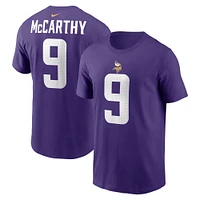 Men's Nike J.J. McCarthy Purple Minnesota Vikings  Name & Number T-Shirt