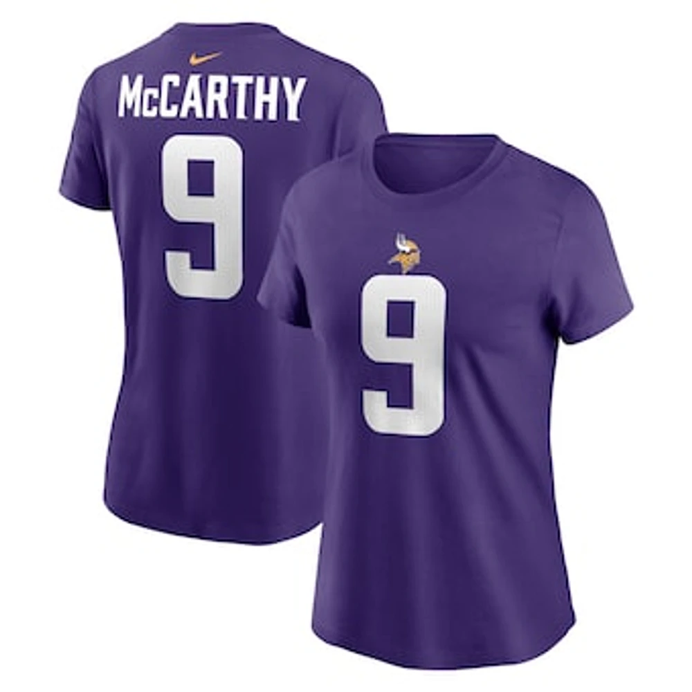 Women's Nike J.J. McCarthy Purple Minnesota Vikings  Name & Number T-Shirt