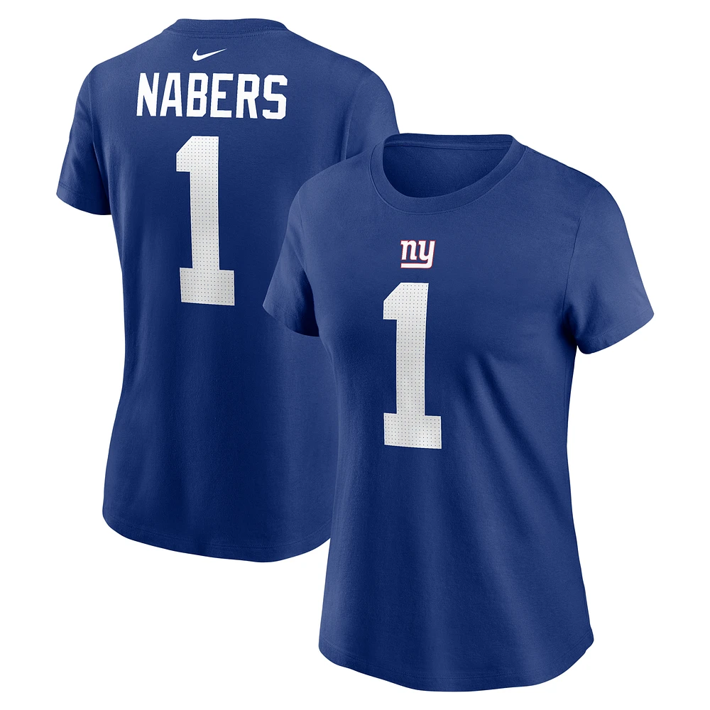 Women's Nike Malik Nabers Royal New York Giants  Name & Number T-Shirt