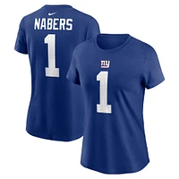 Women's Nike Malik Nabers Royal New York Giants  Name & Number T-Shirt