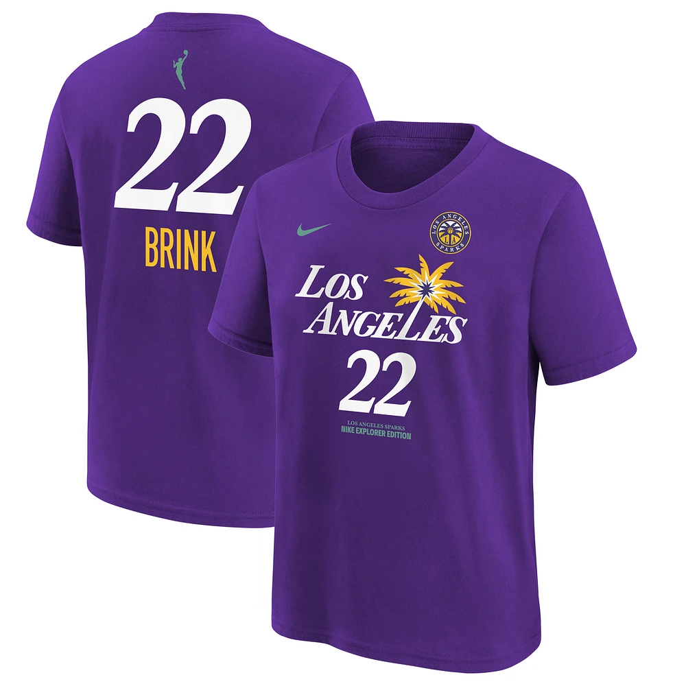 Youth Nike Cameron Brink Purple Los Angeles Sparks 2024 WNBA Draft Name & Number T-Shirt