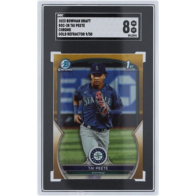 Tai Peete Seattle Mariners 2023 Bowman Chrome Draft 1st Bowman Gold #BDC-28 #9/50 SGC Authenticated 8 Card