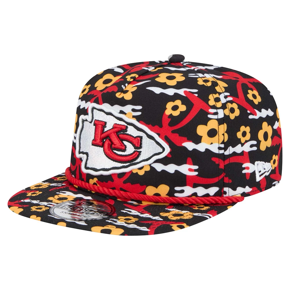 Men's New Era Black Kansas City Chiefs Wakey Wakey Golfer Snapback Hat