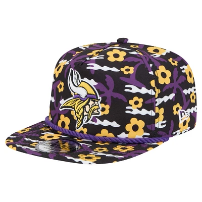 Men's New Era Black Minnesota Vikings Wakey Wakey Golfer Snapback Hat