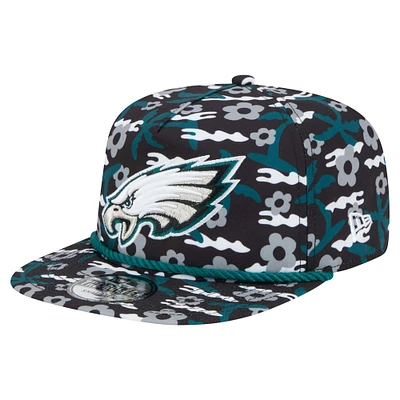 Men's New Era Black Philadelphia Eagles Wakey Wakey Golfer Snapback Hat