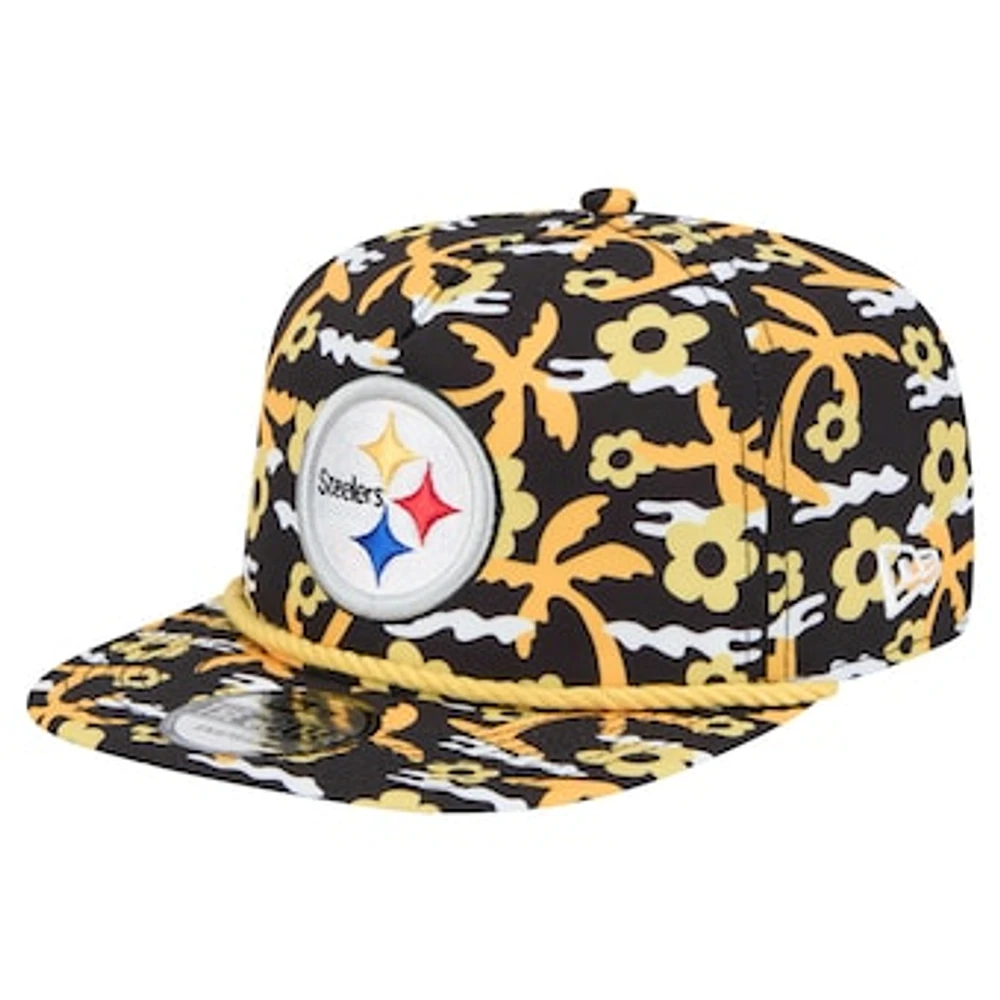 Men's New Era Black Pittsburgh Steelers Wakey Wakey Golfer Snapback Hat