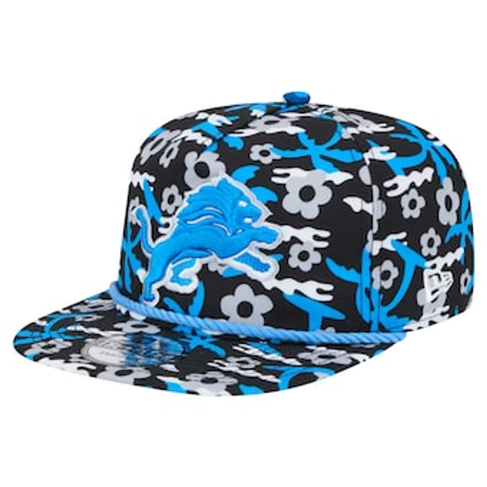 Men's New Era Black Detroit Lions Wakey Wakey Golfer Snapback Hat