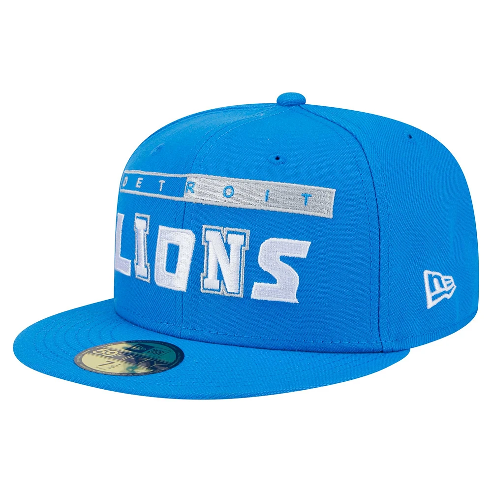 Men's New Era Blue Detroit Lions Ransom 59FIFTY Fitted Hat