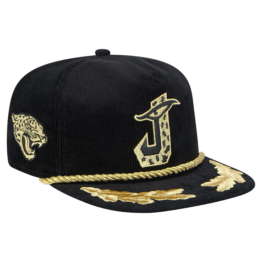 Men's New Era Black Jacksonville Jaguars City Originals Corduroy Skipper Golfer Snapback Hat