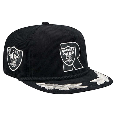 Men's New Era Black Las Vegas Raiders City Originals Corduroy Skipper Golfer Snapback Hat