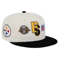 Men's New Era Cream/Black Pittsburgh Steelers  Corduroy 59FIFTY Fitted Hat