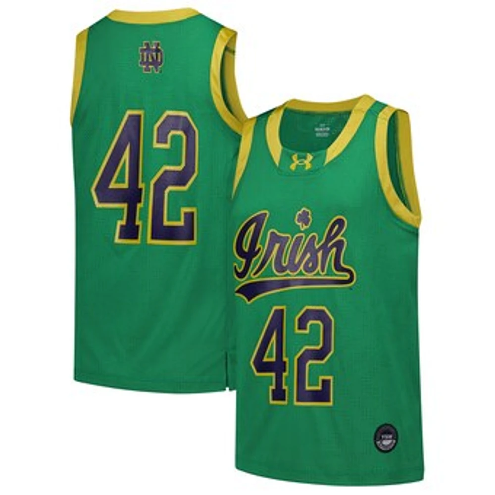 Youth Under Armour #42 Green Notre Dame Fighting Irish  Replica Basketball Jersey