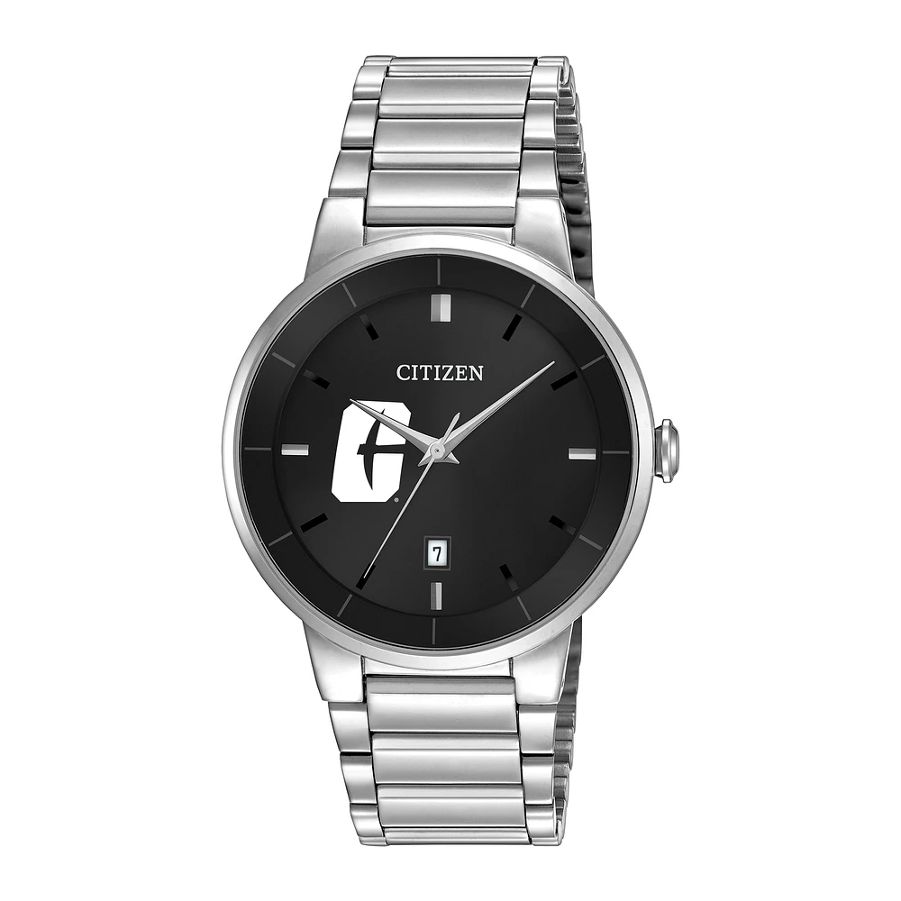 Men's Citizen Watch Silver Charlotte 49ers Black Dial Stainless Steel Watch
