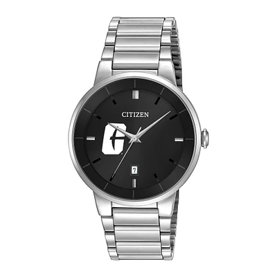 Men's Citizen Watch Silver Charlotte 49ers Black Dial Stainless Steel Watch