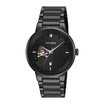 Men's Citizen Watch ECU Pirates Black Dial Stainless Steel Watch