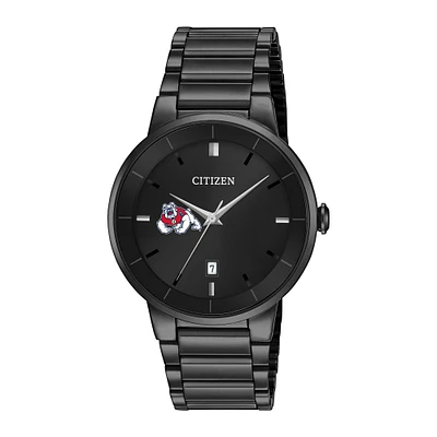 Men's Citizen Watch Fresno State Bulldogs Black Dial Stainless Steel Watch