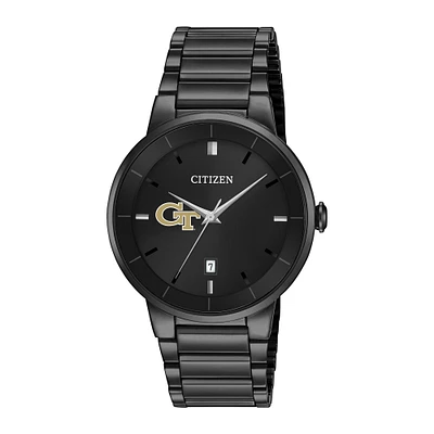 Men's Citizen Watch Georgia Tech Yellow Jackets Black Dial Stainless Steel Watch