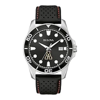 Men's Bulova Black Appalachian State Mountaineers Corporate Collection Leather Strap Watch