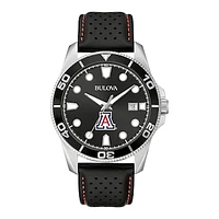 Men's Bulova Black Arizona Wildcats Corporate Collection Leather Strap Watch
