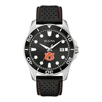 Men's Bulova Black Auburn Tigers Corporate Collection Leather Strap Watch