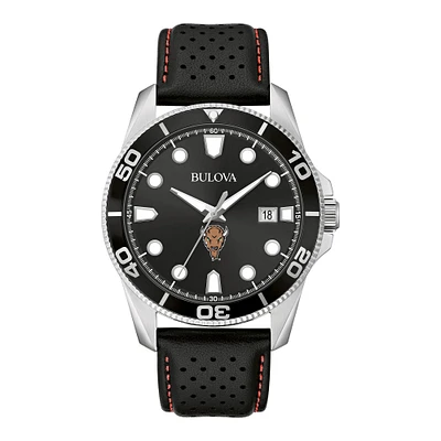 Men's Bulova Black Marshall Thundering Herd Corporate Collection Leather Strap Watch